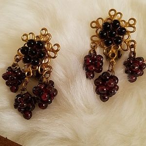 Vintage Janny Purple Grape Cluster Earrings